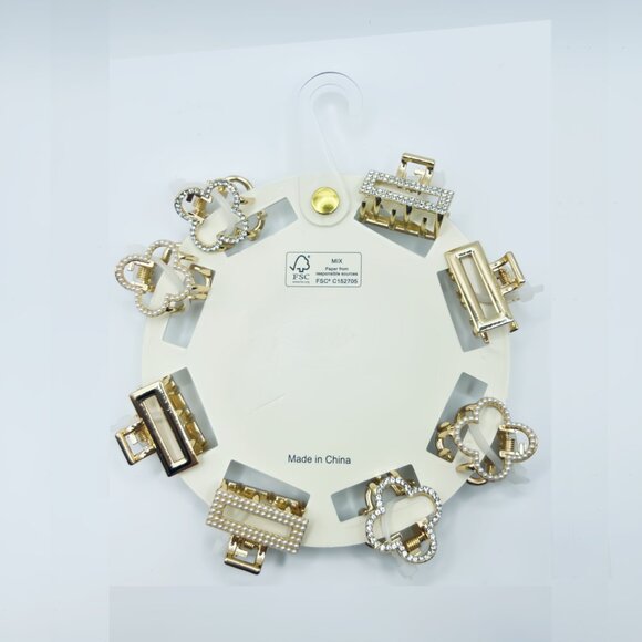 NEW Piper K Mini Claw Clips, Rhinestone & Pearl Embellished Mini Gold Hair Clips - Picture 2 of 2